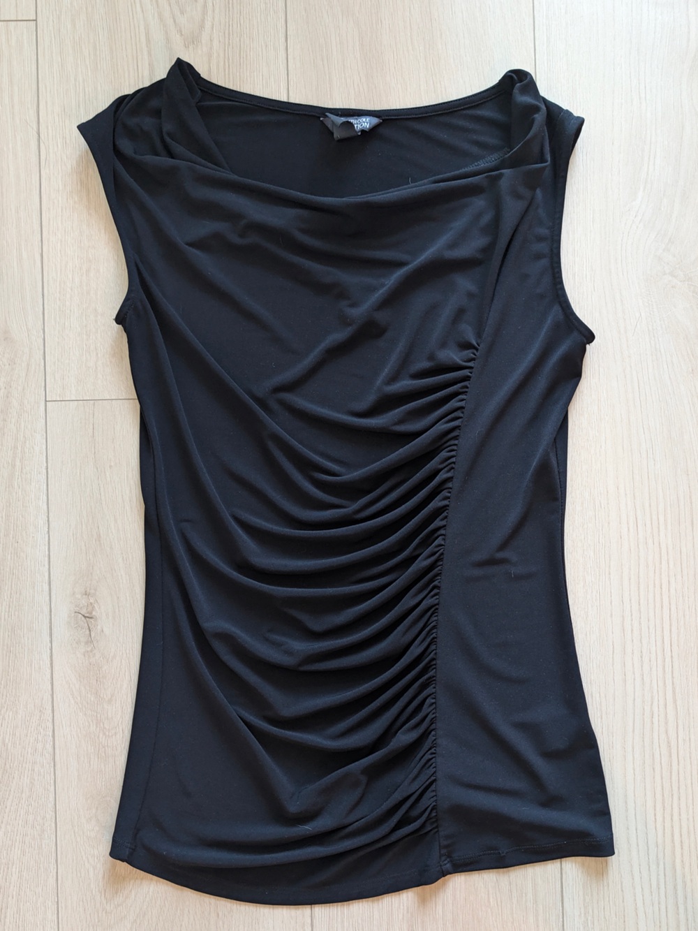 Kenneth Cole Black Ruched Sleeveless Shirt